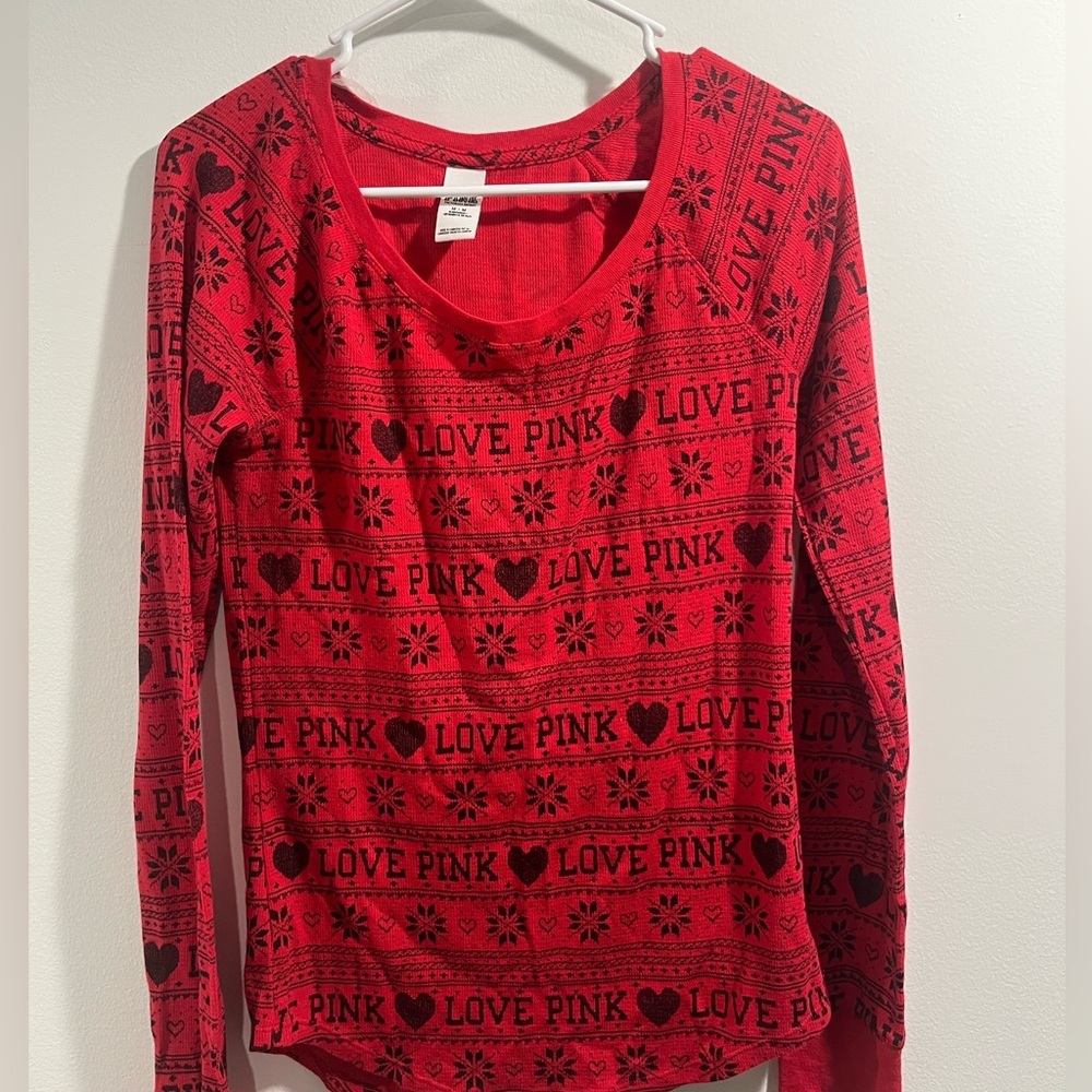 Victoria’s Secret PINK thermal longsleeve red sleepwear size medium